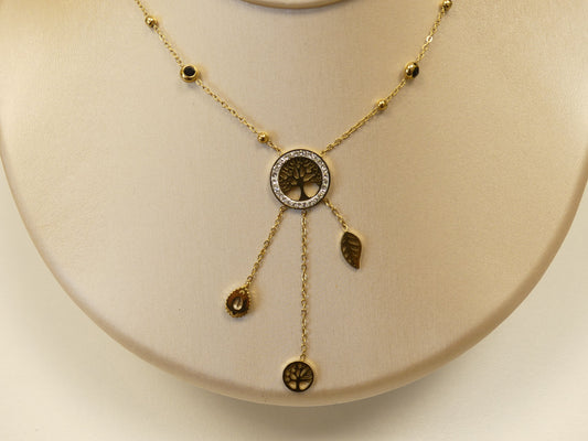 collier arbre de vie en acier inoxydable doré