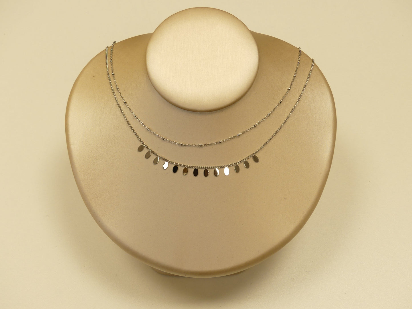 Collier Erikoa - 2 rangs, boules et pampilles ovales - Les p'tits cadeaux