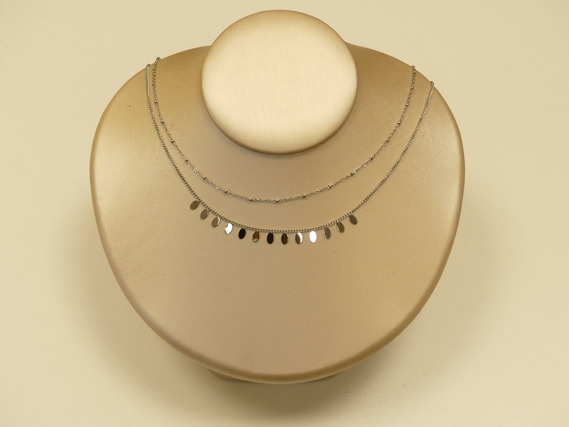 Collier Erikoa - 2 rangs, boules et pampilles ovales - Les p'tits cadeaux