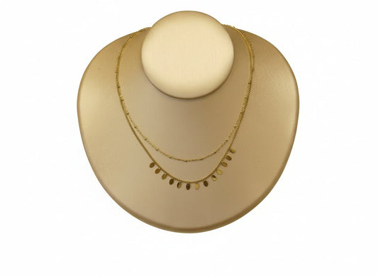 Collier Erikoa - 2 rangs, boules et pampilles ovales - Les p'tits cadeaux