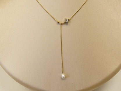 Collier Y Maja - cristal et chaîne pendante avec perle d'eau douce - Les p'tits cadeaux