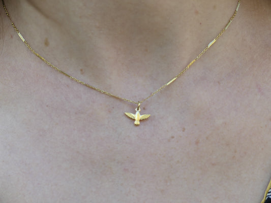 Collier petit oiseau femme et enfant – acier inoxydable doré