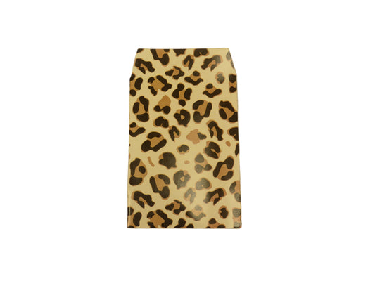 Mini pochette cadeau léopard en papier glacé 6x8 cm