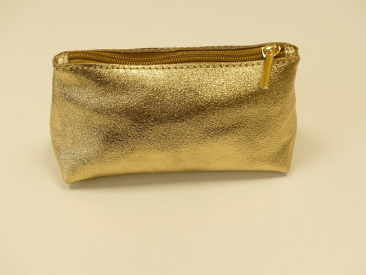 Pochette trousse dorée - véritable cuir de vachette made in Italie