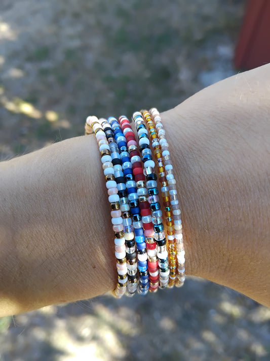 Bracelet mémoire pour femme en acier inoxydable et perles miyuki
