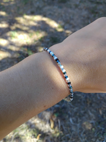 Bracelet mémoire pour femme en acier inoxydable et perles miyuki