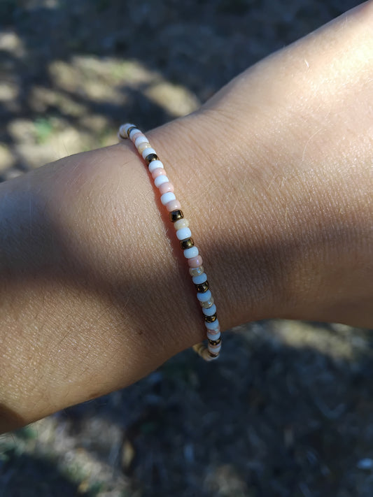 Bracelet mémoire pour femme en acier inoxydable et perles miyuki